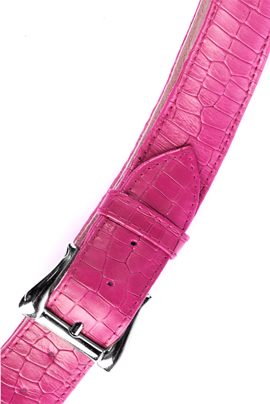 Fuschia pink women's dress belt, matching pumps and bags. Made to measure. Top view - Florence KOOIJMAN